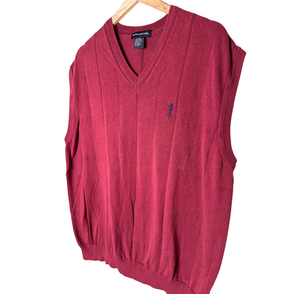 Fairway Outfitters Mens XXL Burgundy V-Neck Cotton Golf Sweater Vest Textured